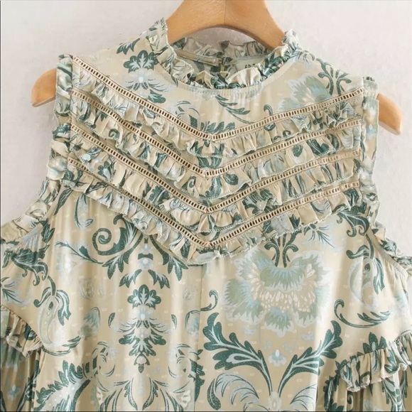 Boho Floral Gypsy Print Tank Ruffle Mini Dress - Picture 4 of 7